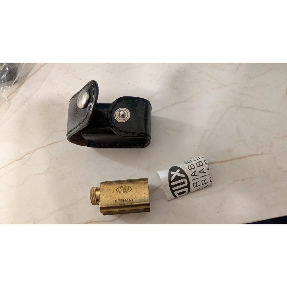 DUX Adjustable Brass Pencil Sharpener DX622 Germany with Leather Case Vintage
